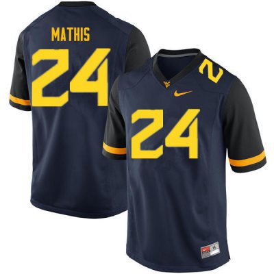 Men's West Virginia Mountaineers NCAA #24 Tony Mathis Navy Authentic Nike Stitched College Football Jersey ZZ15K38YN